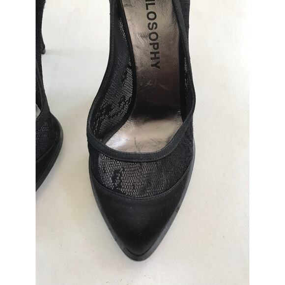 Philosophy di Alberta Ferretti Lace Satin Pumps Heels Black FLAWS - Picture 3 of 11